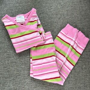 Hanna Andersson 100% Organic Cotton Pink Striped Pajama Set Size 3